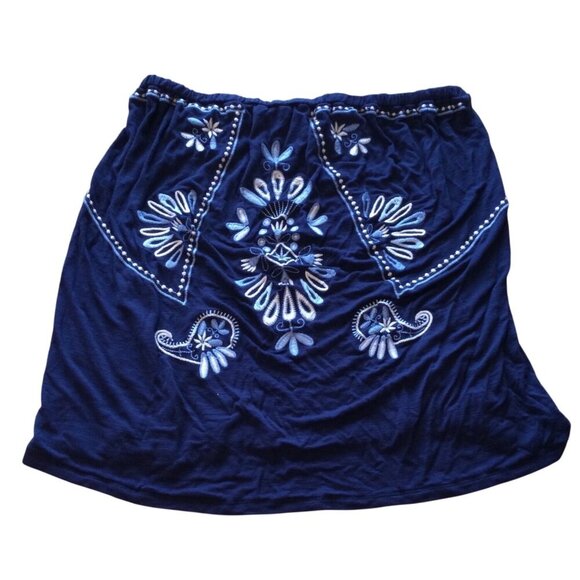 Torrid Womens Sleeveless Boho Top Size 2 2X Navy Blue Embroidered - Picture 1 of 8